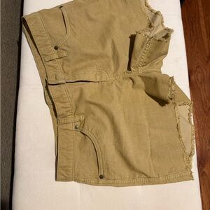 Carve Designs Khaki Corduroy Shorts with Frayed Hem